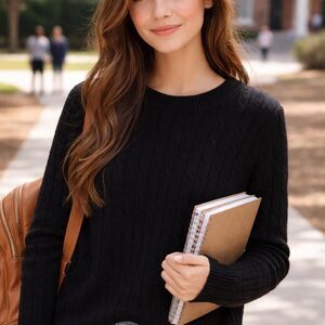 Vineyard Vines Women's Black Cashmere Sweater Small Academia Work Business